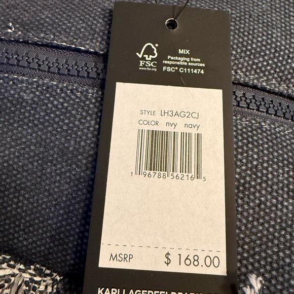 Karl Lagerfeld NWT Classic Karl Navy Wash Denim Large C’EST LA VIE Tote (P088) - Picture 7 of 12